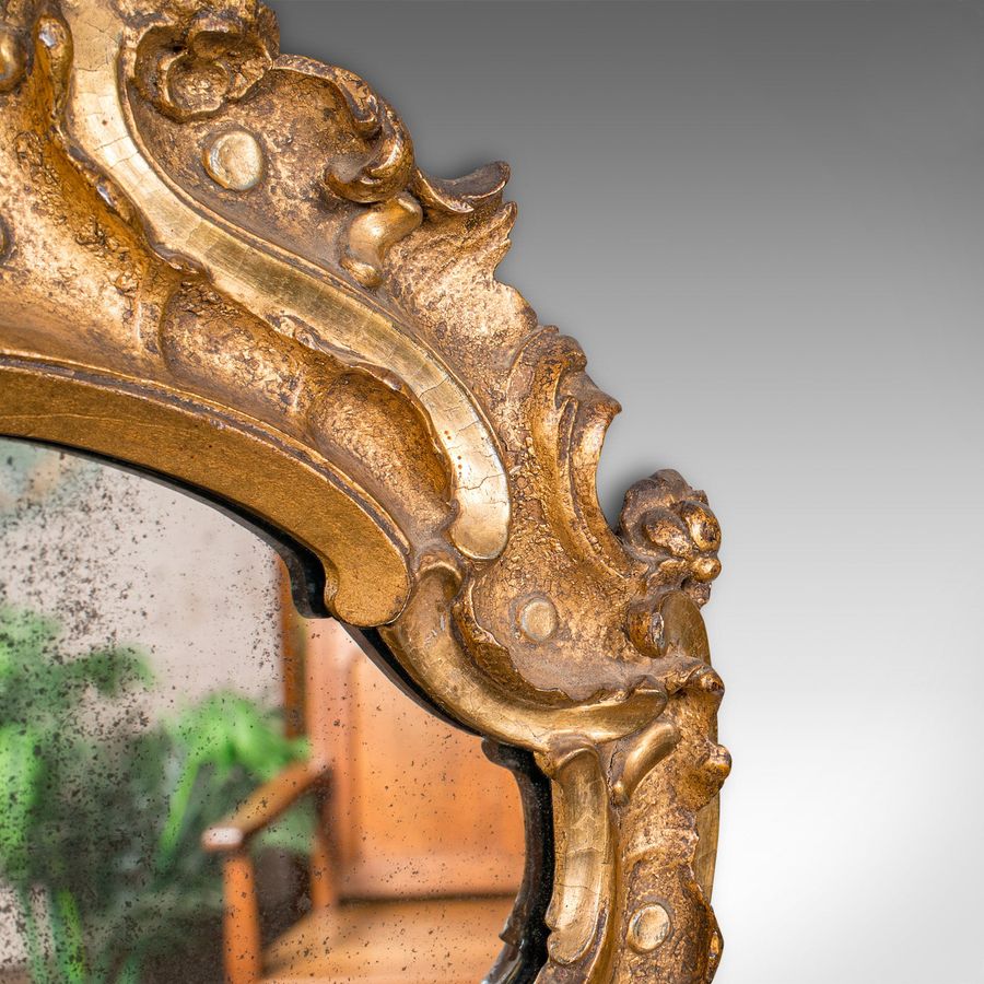 Antique Antique Hall Mirror, French, Gilt Gesso, Ornate, Baroque Taste, Victorian, 1850