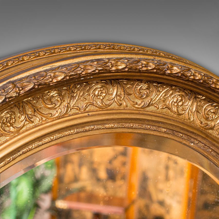 Antique Antique Oval Mirror, English, Giltwood, Overmantle, Hall, Italianate, Georgian