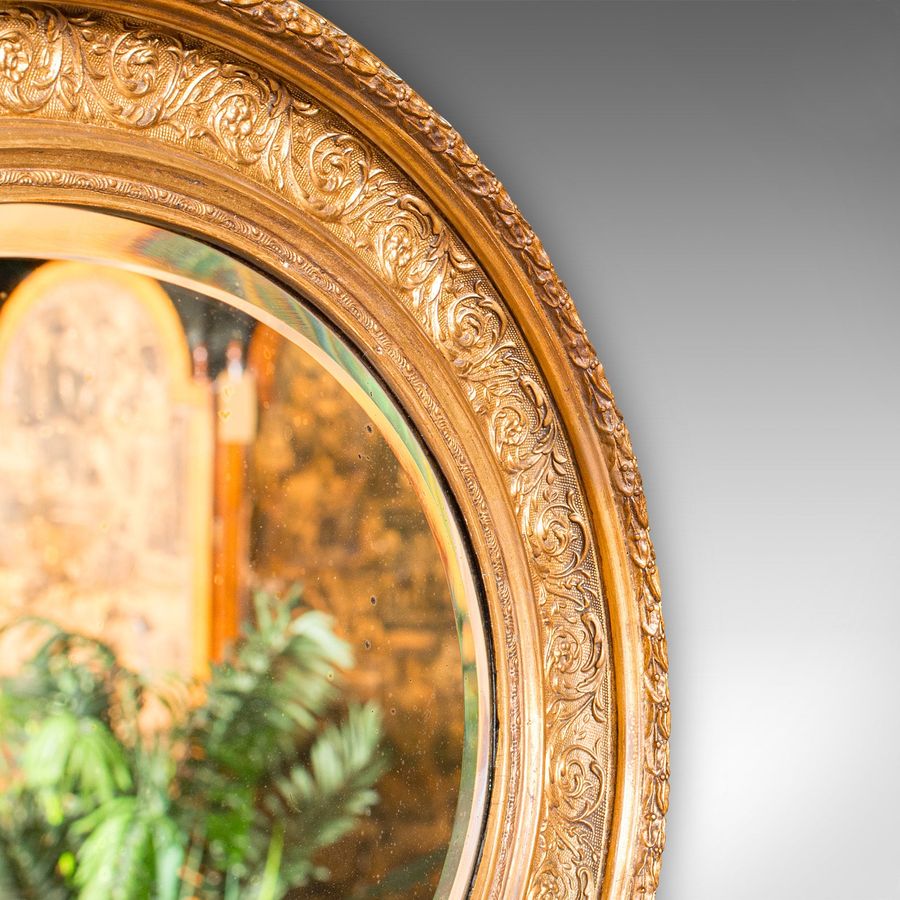 Antique Antique Oval Mirror, English, Giltwood, Overmantle, Hall, Italianate, Georgian