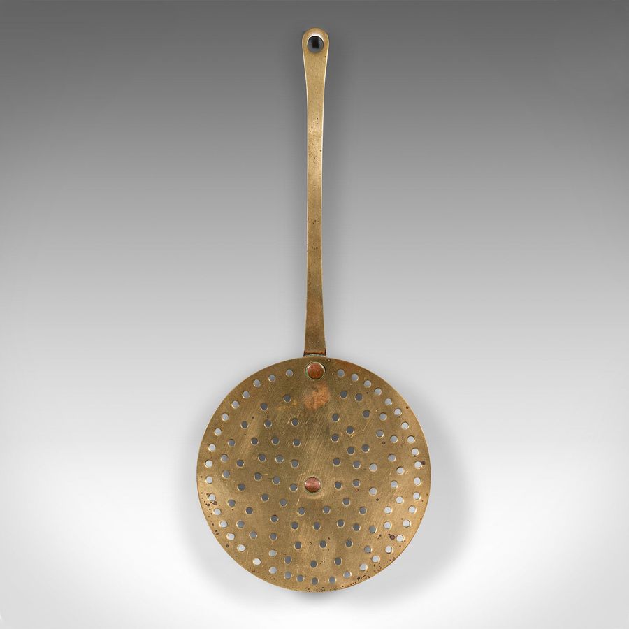 Antique Antique Chestnut Warmer, English, Brass, Fireside Roasting Plate, Georgian, 1790