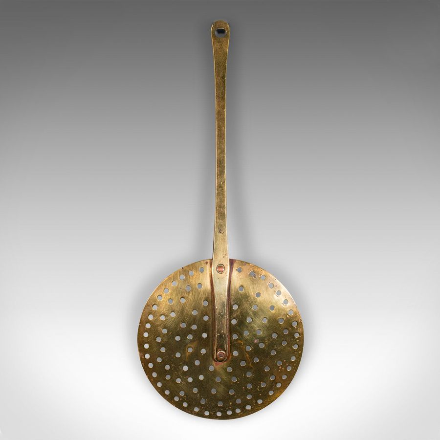 Antique Antique Chestnut Warmer, English, Brass, Fireside Roasting Plate, Georgian, 1790