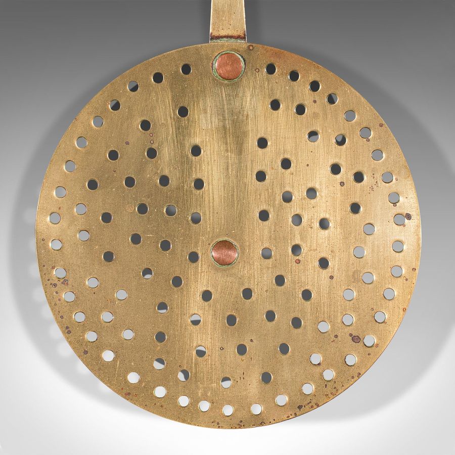 Antique Antique Chestnut Warmer, English, Brass, Fireside Roasting Plate, Georgian, 1790