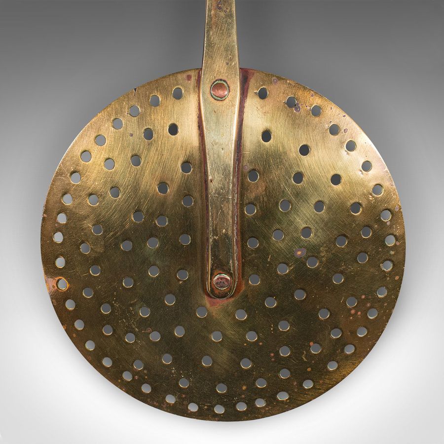 Antique Antique Chestnut Warmer, English, Brass, Fireside Roasting Plate, Georgian, 1790