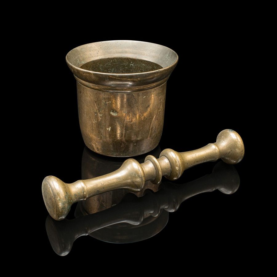 Antique Antique Kitchen Mortar & Pestle, English, Bronze, Apothecary, Chemist, Georgian