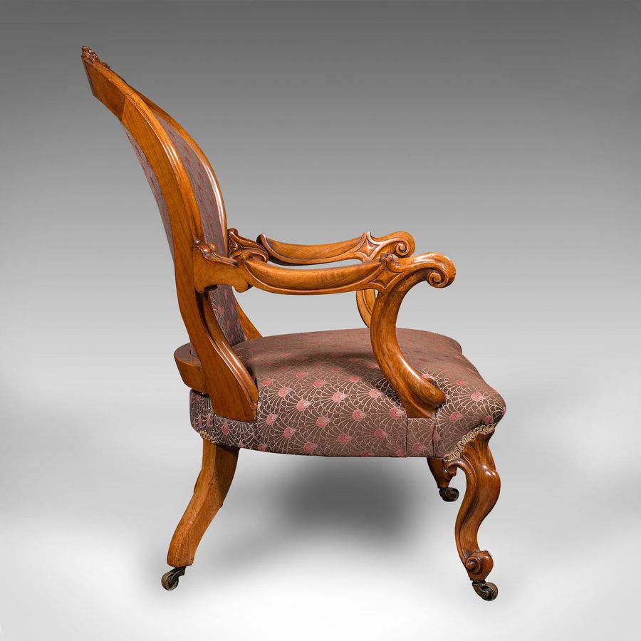 Antique Antique Spoon Back Elbow Chair, English, Walnut, Armchair, Early Victorian, 1840