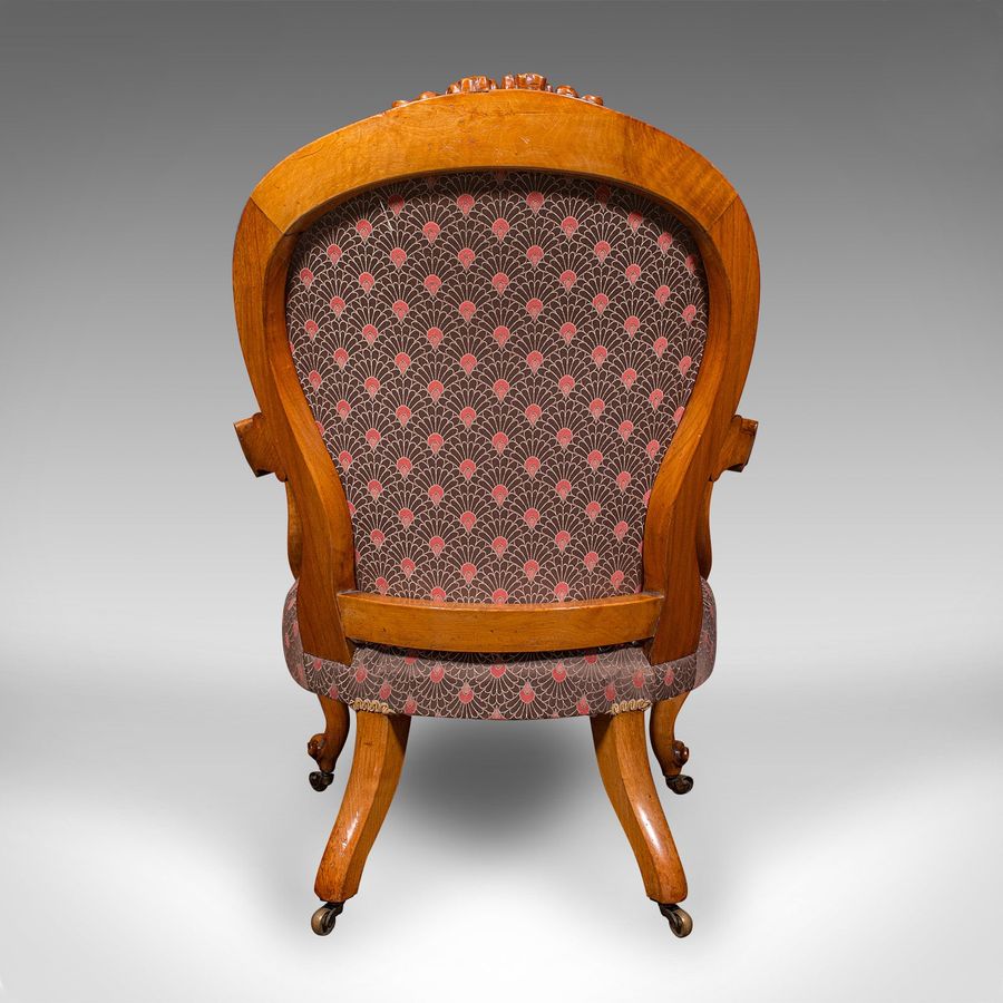 Antique Antique Spoon Back Elbow Chair, English, Walnut, Armchair, Early Victorian, 1840