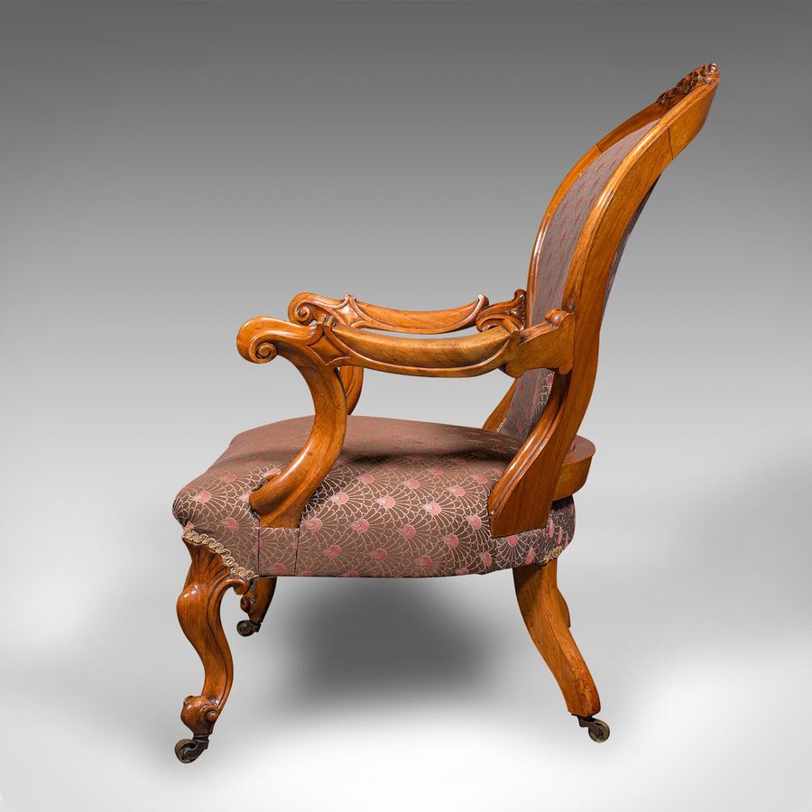 Antique Antique Spoon Back Elbow Chair, English, Walnut, Armchair, Early Victorian, 1840