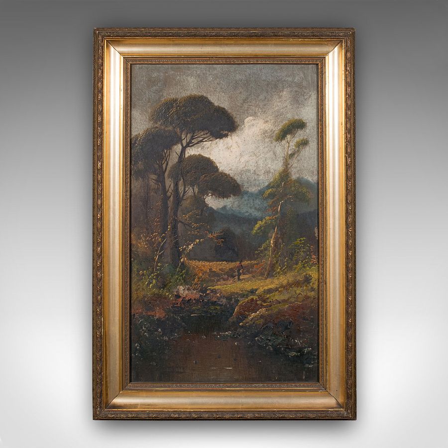 Antique Antique Riverside Painting, Scottish Art, Oil On Canvas, Landscape, Victorian