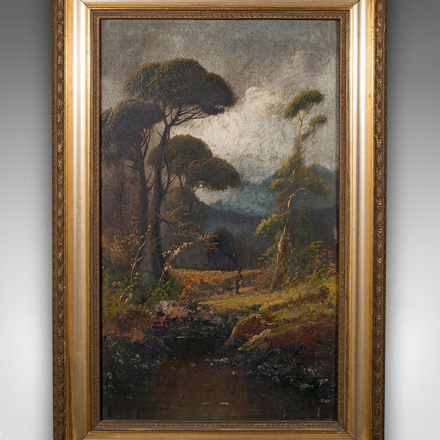 Antique Antique Riverside Painting, Scottish Art, Oil On Canvas, Landscape, Victorian