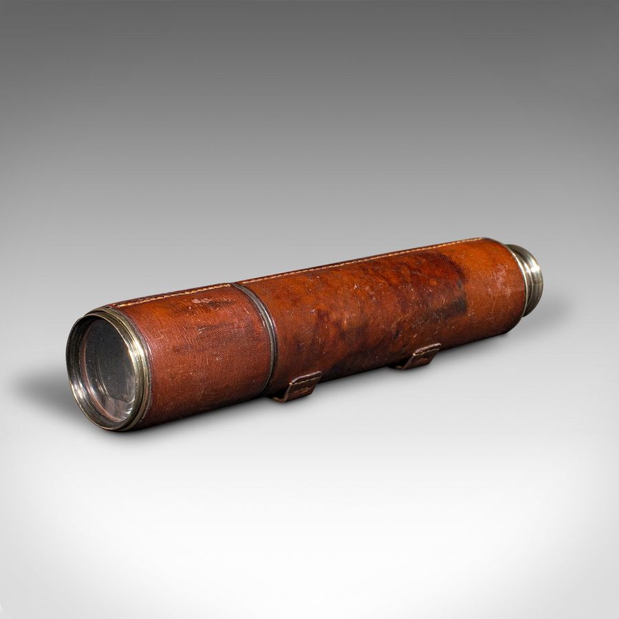 Antique Antique 3 Draw Telescope, English Brass, Leather, Newton & Co, Victorian, C.1870