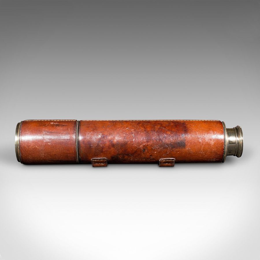 Antique Antique 3 Draw Telescope, English Brass, Leather, Newton & Co, Victorian, C.1870