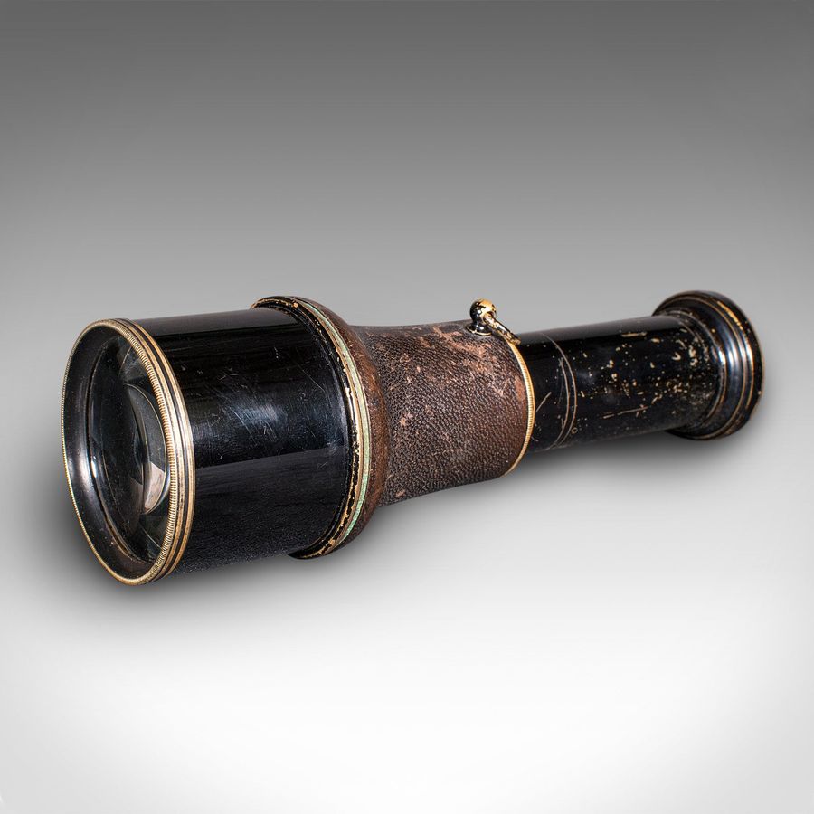 Antique Small Antique Opera Monocular, German, Brass, Leather, Viewing Scope, Victorian