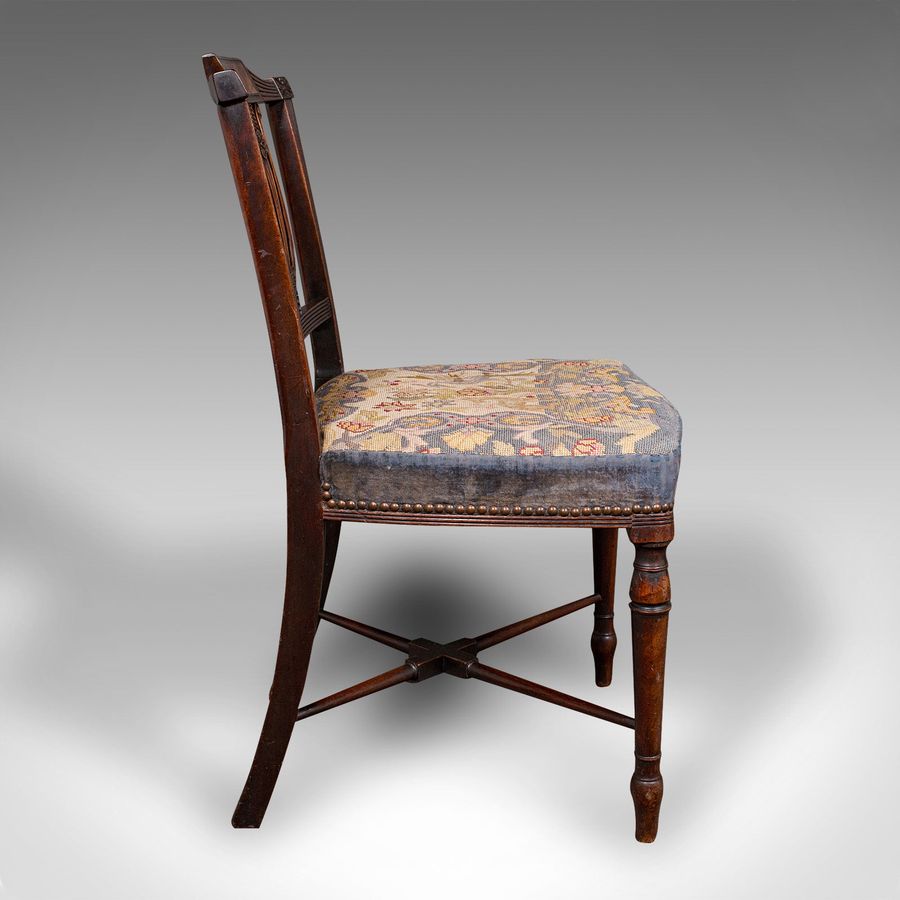 Antique Antique Embroidered Chair, English, Walnut, Needlepoint, Bedroom, Hall, Regency