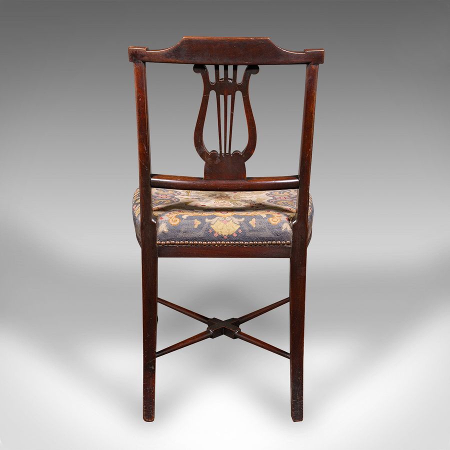 Antique Antique Embroidered Chair, English, Walnut, Needlepoint, Bedroom, Hall, Regency