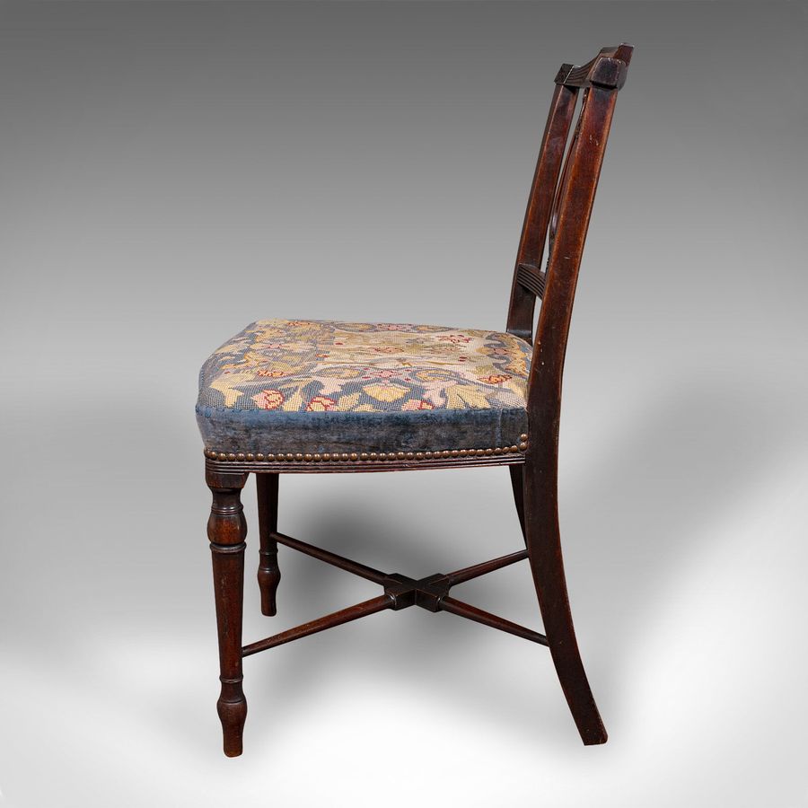 Antique Antique Embroidered Chair, English, Walnut, Needlepoint, Bedroom, Hall, Regency