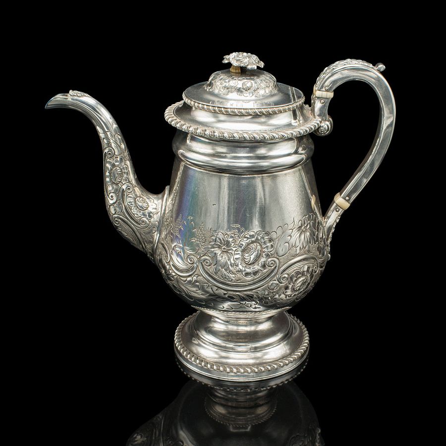 Antique Antique Coffee Pot, English, Old Sheffield, Silver Plate, Tea Kettle, Regency