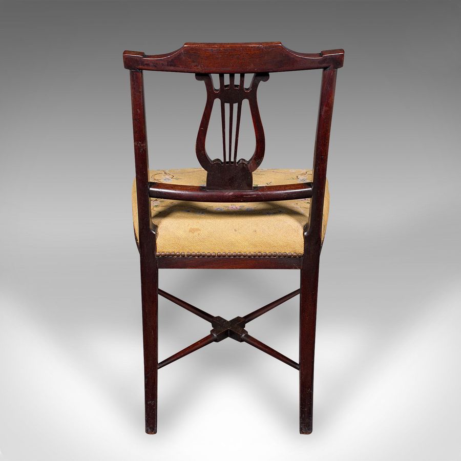 Antique Antique Side Chair, English, Walnut, Needlepoint, Bedroom, Hall Seat, Regency