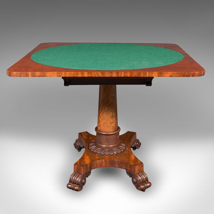 Antique Antique Fold Over Parlour Card Table, English, Games, Side, William IV, C.1835