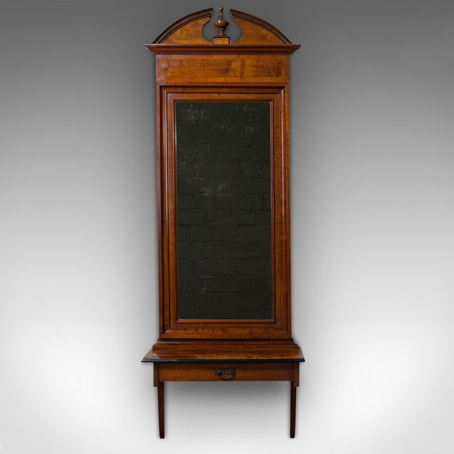Antique Tall, Vintage Hall Mirror, French, Walnut, Glass