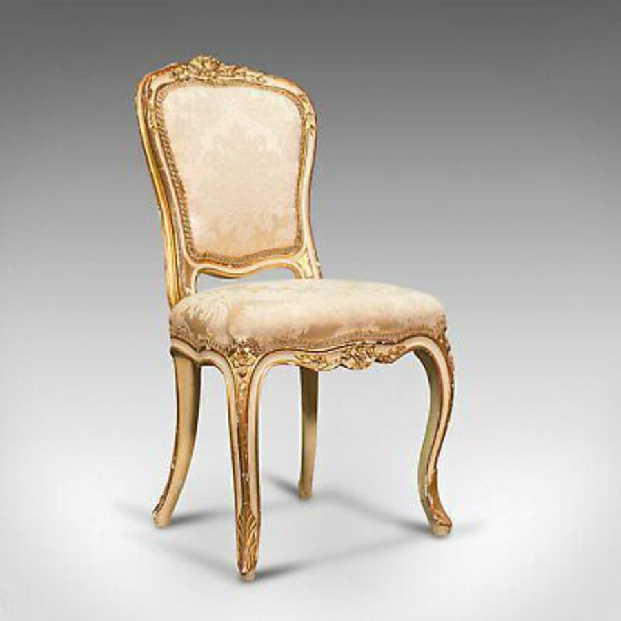 Antique Boudoir Chair, French, Giltwood, Bedroom Dressing Seat, Victorian, 1900