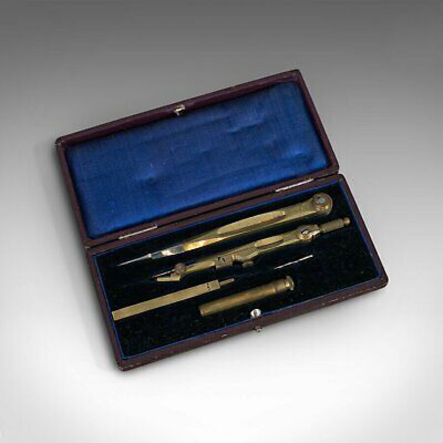 Antique Vintage Travelling Cartographer's Compass Set, English, Drawing Instruments