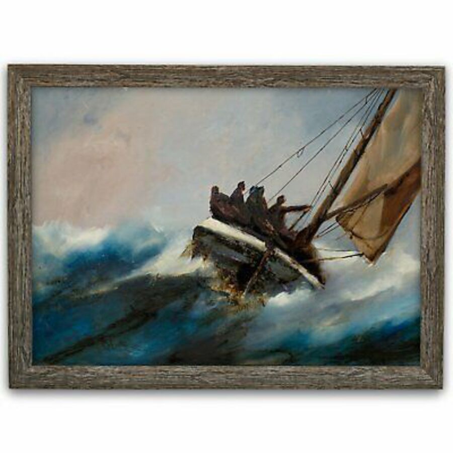 Dramatic Marine Seascape, Oil Painting, Maritime, Original, Art, 15.25
