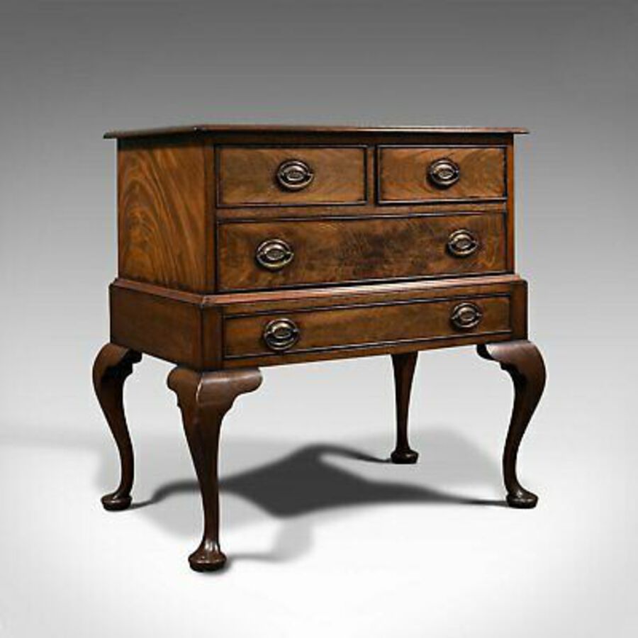 Antique Antique Dwarf Chest on Stand, English, Flame Mahogany, Victorian, Circa 1900