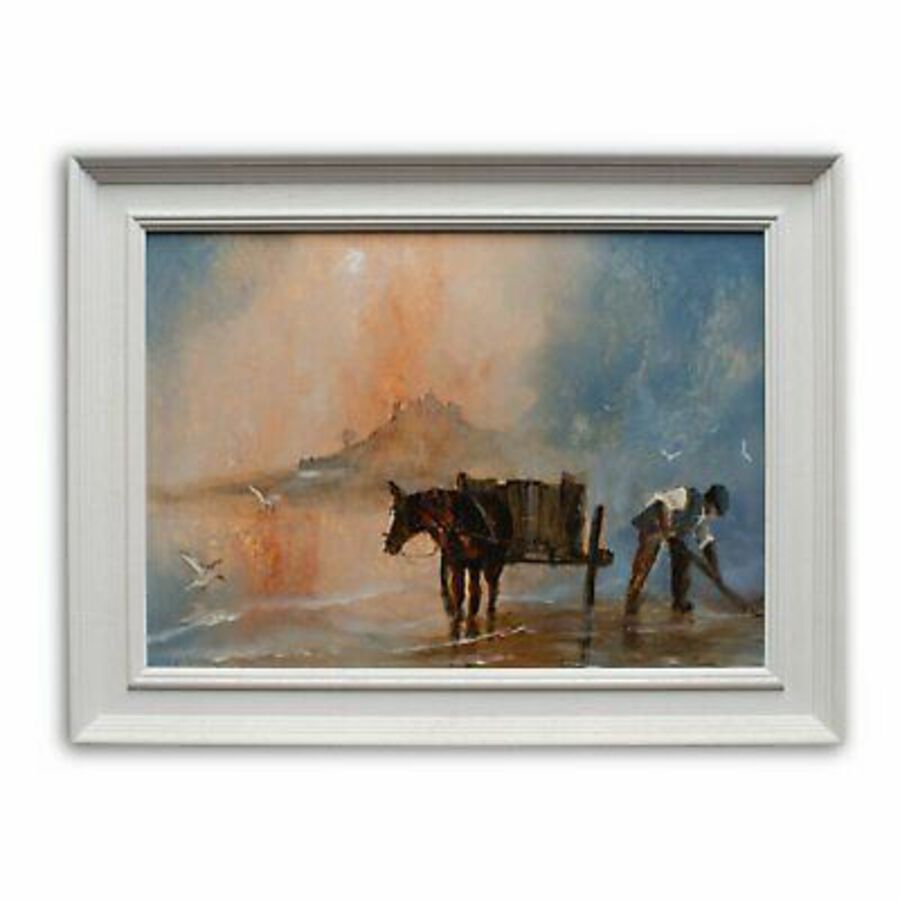 Antique Framed Equine Landscape, Oil Painting, Cornwall, Art, Original, 21.75