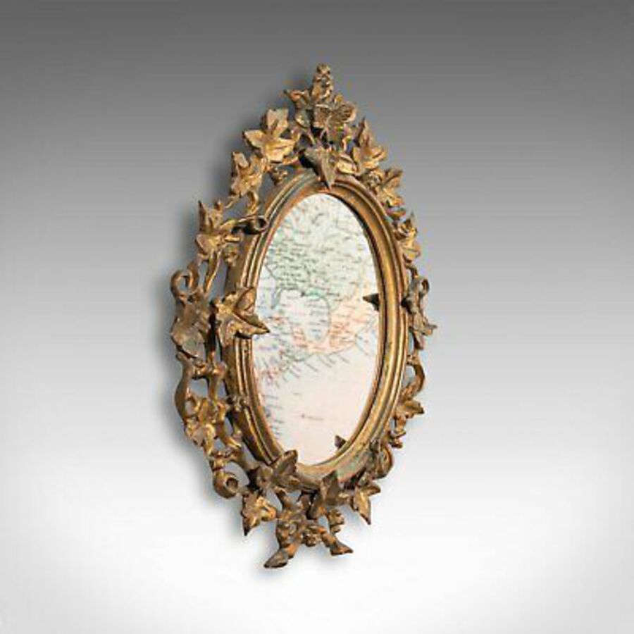 Antique Festive Mirror, English, Giltwood, Glass, Winter, Victorian, Circa 1860