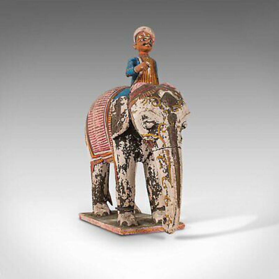 Antique Antique Decorative Elephant and Mahout, Indian, Figure, Early Victorian, C.1850