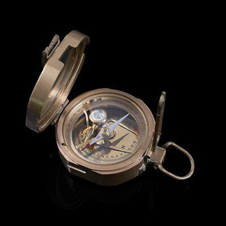 Antique Vintage Pocket Compass, English, Terrestrial, Marine, Navigation, Instrument