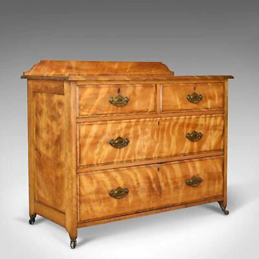 Antique Chest of Drawers, Satinwood, English, Victorian Bedroom Circa 1900