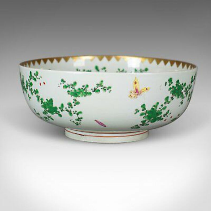 Large Chinese Porcelain Lychee Bowl, Natural Tones, White Ground, 20th Century