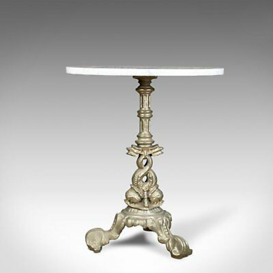 Antique Vintage Marble Specimen Table, Circular, Side, Lamp, Conservatory