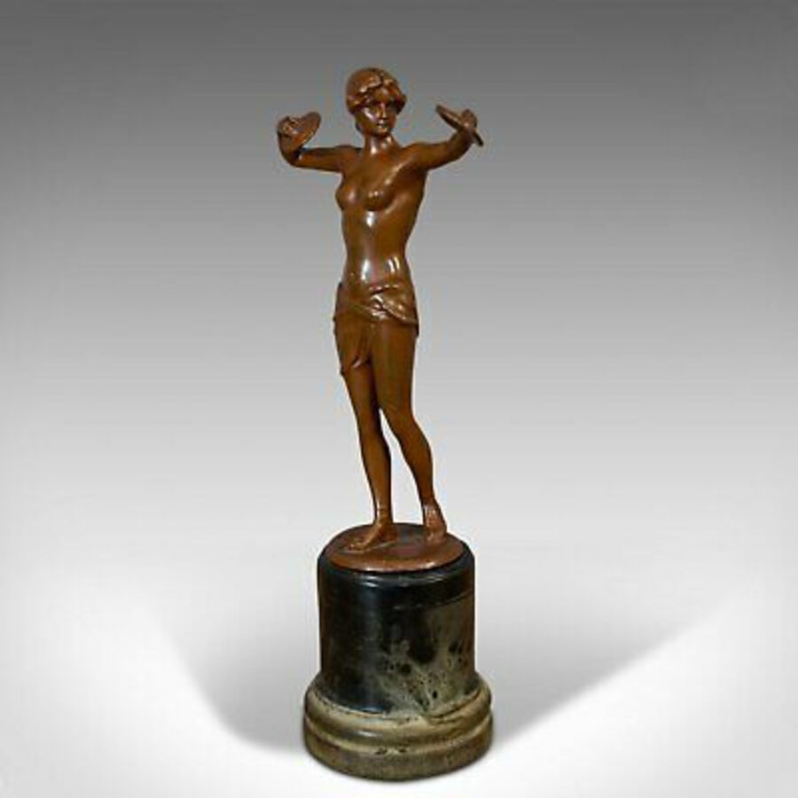 Vintage Female Figure, French, Bronze Spelter, Art Deco, Statuette, Circa 1930