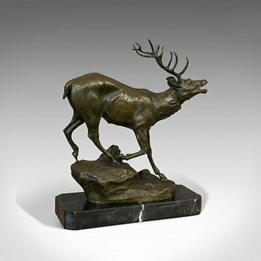 Antique Stag Bronze, French, Deer, Elk, Prosper LeCourtier, Victorian, C.1900