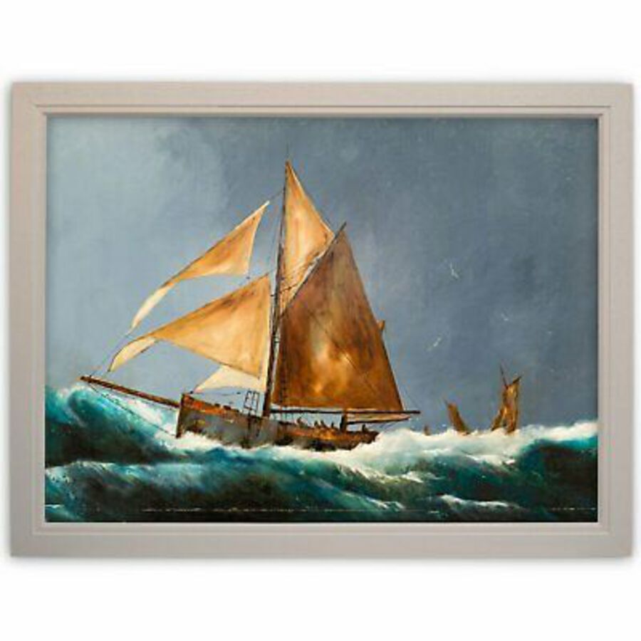 Large Maritime Oil painting, Vintage Ship, Marine, Art, Original, 39