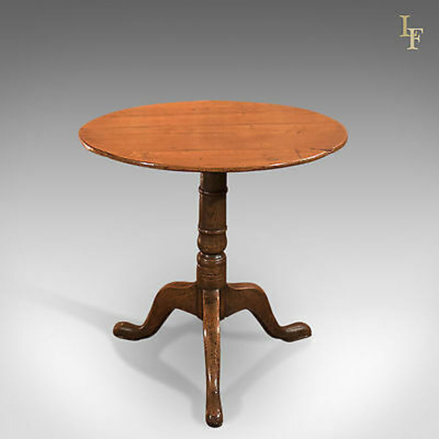Antique Side Table, Circular, Georgian, Oak, Occasional, Tripod, English