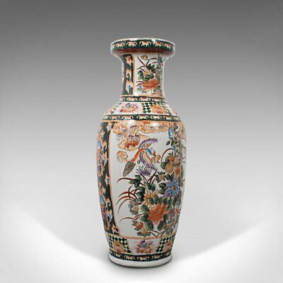 Tall Vintage Decorative Flower Vase, Oriental, Ceramic, Baluster Urn, Art Deco