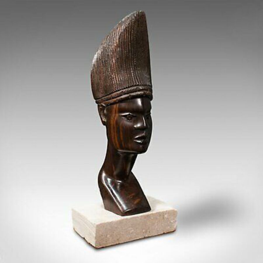 Antique Antique Hand Carved Female Bust, African, Ebony, Ornamental Figure, Circa 1900