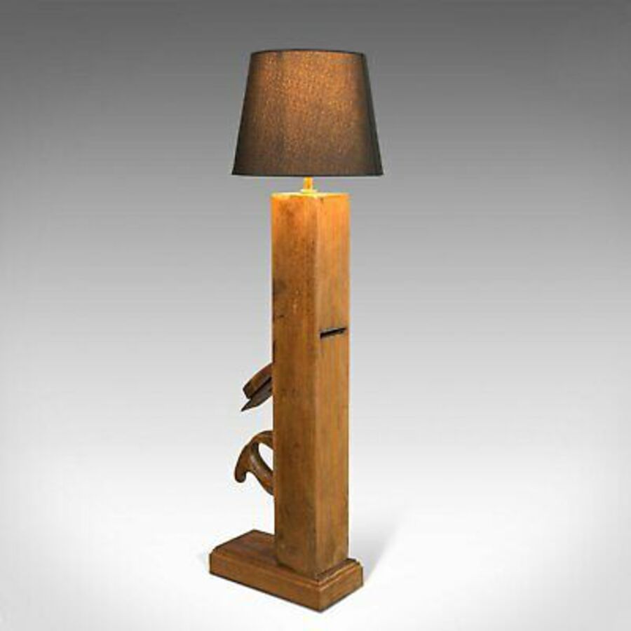 Vintage Table Lamp, English, Beech, Decorative, Light, Bench Plane, 20th Century