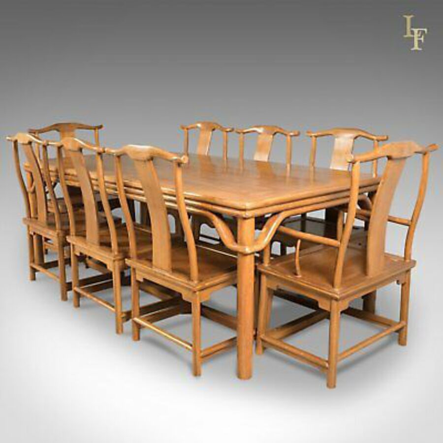 Mid-Century Chinese Table & 8 Chairs in Traditional Taste