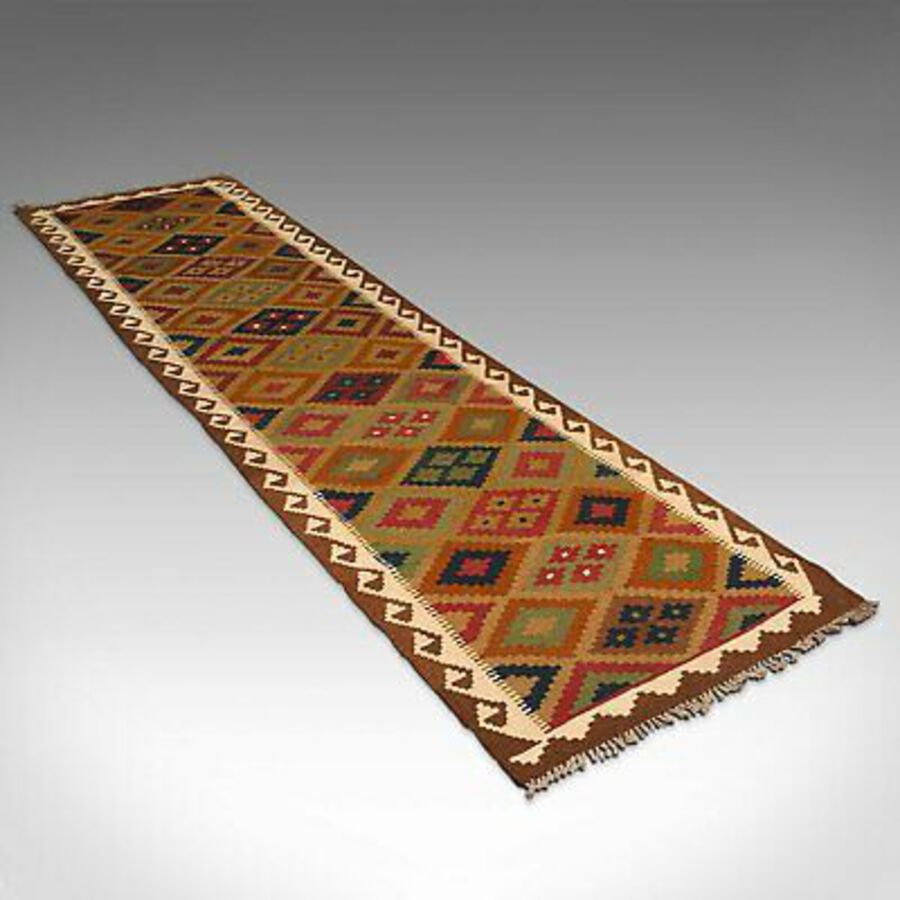 Antique Long Vintage Maimana Kilim Runner, Caucasian, Decorative Carpet, Hallway Rug