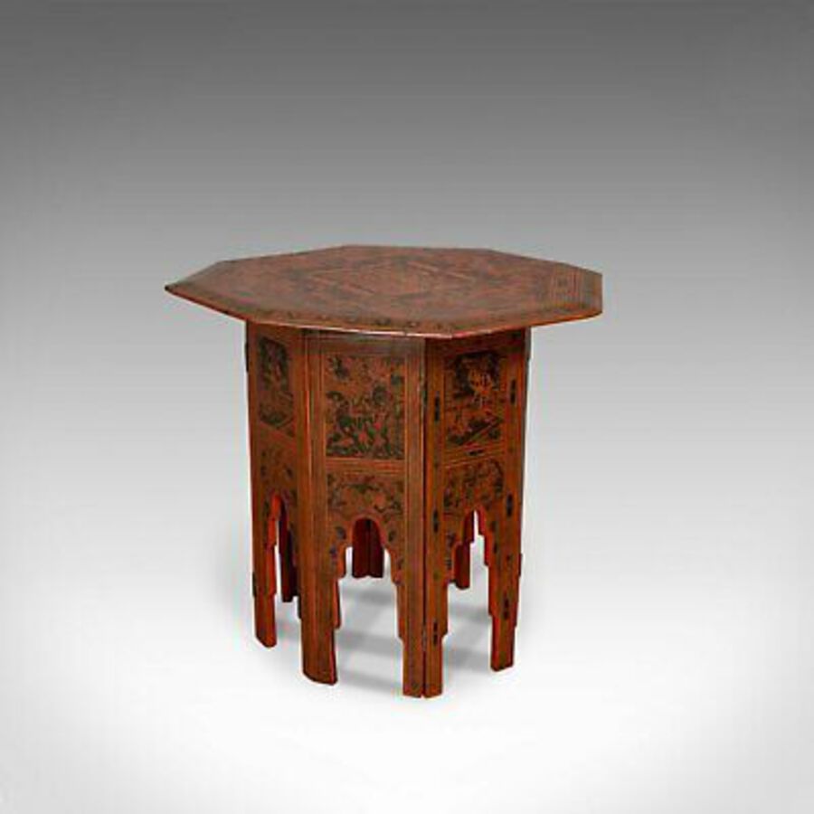 Antique Occasional Table, Victorian, Chinese Elm, Octagonal, Coffee, Moorish