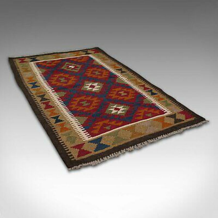 Antique Small Vintage Maimana Kilim Carpet, Middle Eastern, Prayer Mat, Rug, Circa 1970