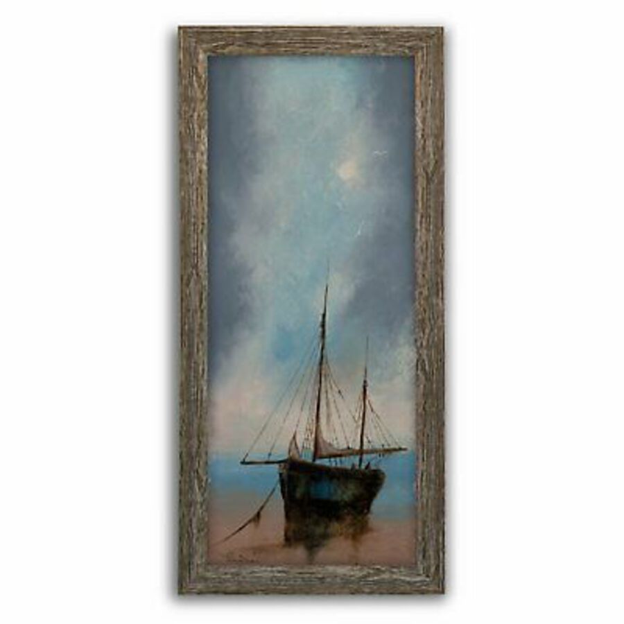 Slimline Seascape, Oil Painting, Marine, Beach, Ship, Art, Original, 9