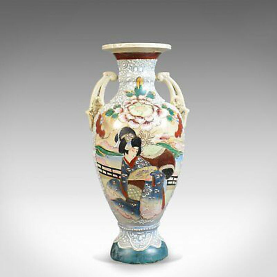 Large, Vintage Japanese Baluster Vase, Decorated, Ceramic, Urn, Mid-Late C20th