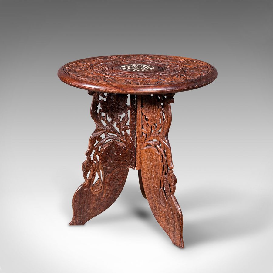 Antique Antique Circular Side Table, Anglo-Indian, Fold Away, Lamp, Wine, Moorish Taste