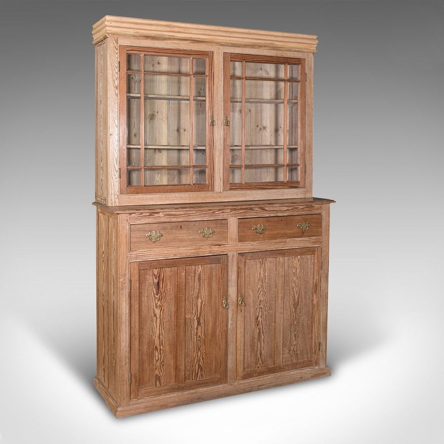 Antique Very Tall 8' Antique Cupboard, English, Pine, Larder Cabinet, Victorian, C.1850