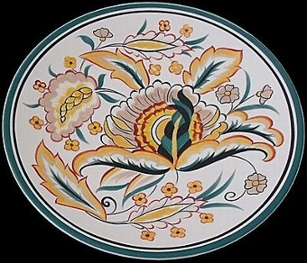 Superb Large Poole Pottery ZB Pattern Dish By J Rolfe - Art Deco Style